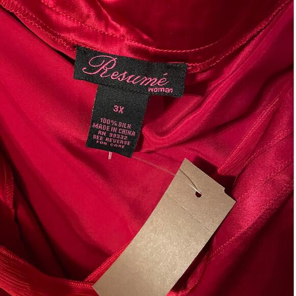 Resume Woman Ruby Red 100% Silk Bias-Cut Tank Top 3X - Picture 3 of 7